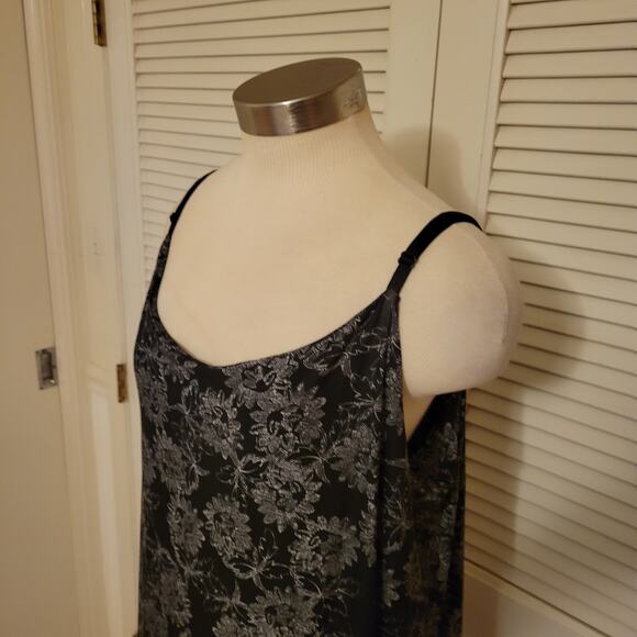 Floral Print Black Spaghetti Strap Slip Dress George 3X 22W 24W Stretch - Picture 2 of 7